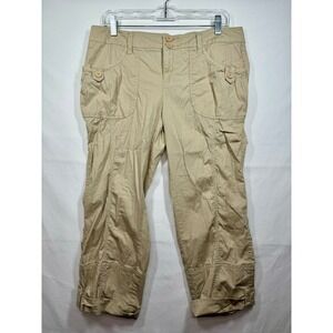 DKNY Women's Active‎ Khaki Capri Pants Utility Pockets Comfort Tan Casual Sz 12